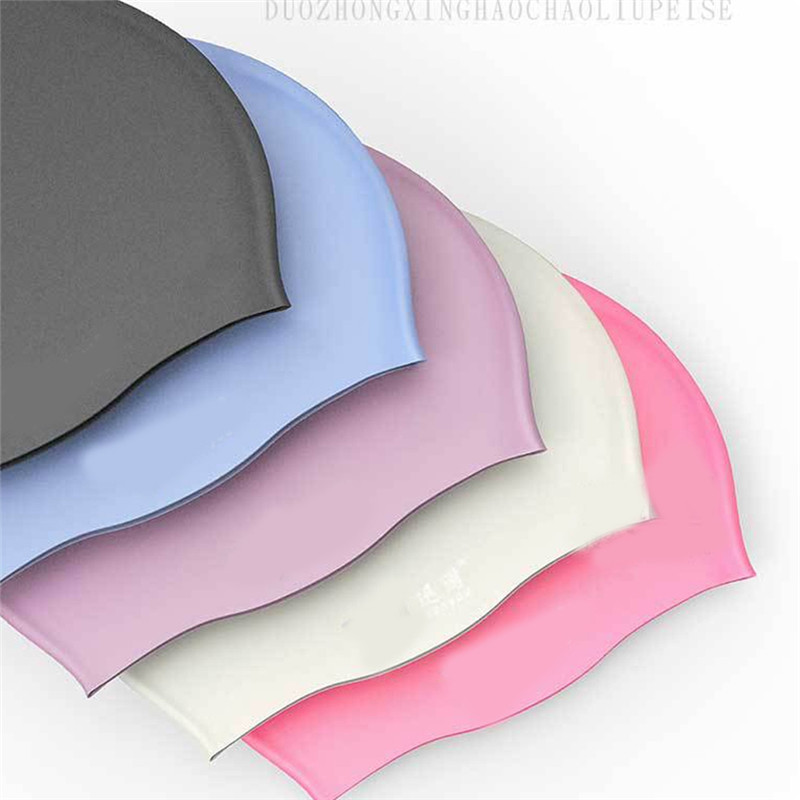 Bonnet de bain en tissu pour femmes et hommes, protection des cheveux longs, fleurs plissées, imprimé, grande taille
