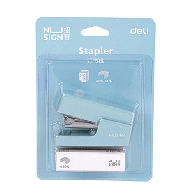Nusign Colorful Stapler Book Paper Stapling Stapler Mini Stapler Set School Office Supplies Portable Bookbiding Stationery: Blue
