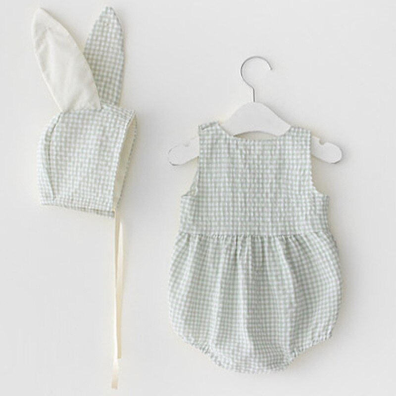Milancel Zomer Baby Bodysuits Leuke Bunny Stijl Baby Meisjes Bodysuits Mouwloze Peuter Jongens Kleding: light green / 9m
