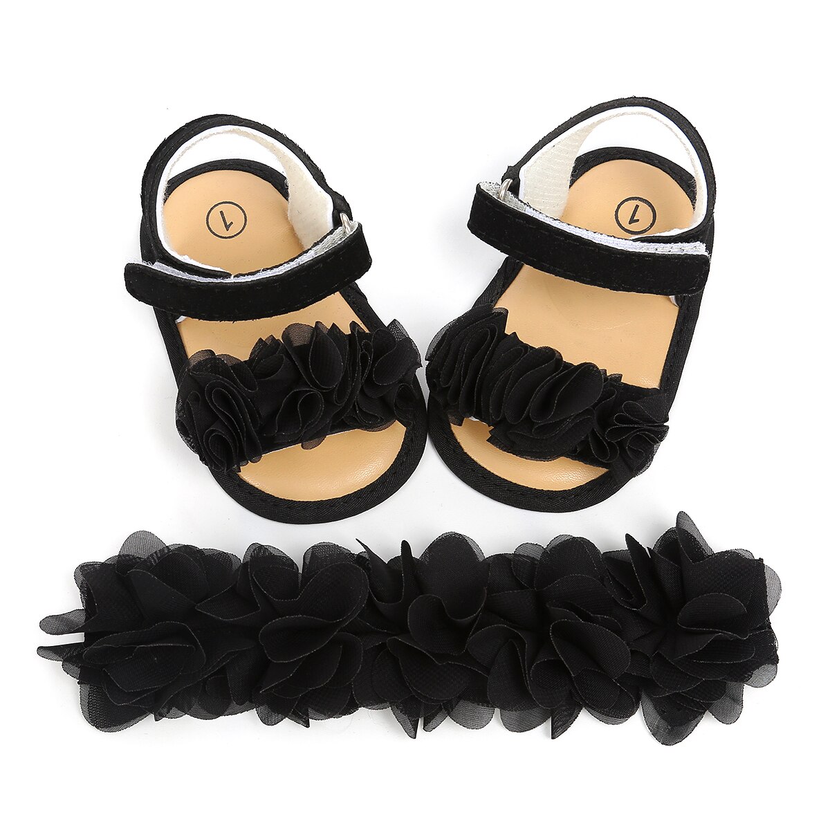 Pudcoco Nette Prinzessin Blumen Baby Mädchen Sandalen Anti-Unterhose Weiche Sohle Schuhe Kleinkind Prewalker Mokassin Baby Erste Sommer Wanderer: Schwarz / 13-18 Monate