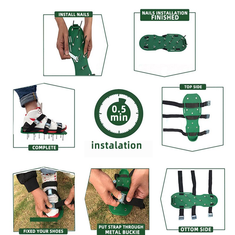 Lawn Aerator Sandals Garden Floor Construction Nail Shoes Grassland Scarifier Tool LB88