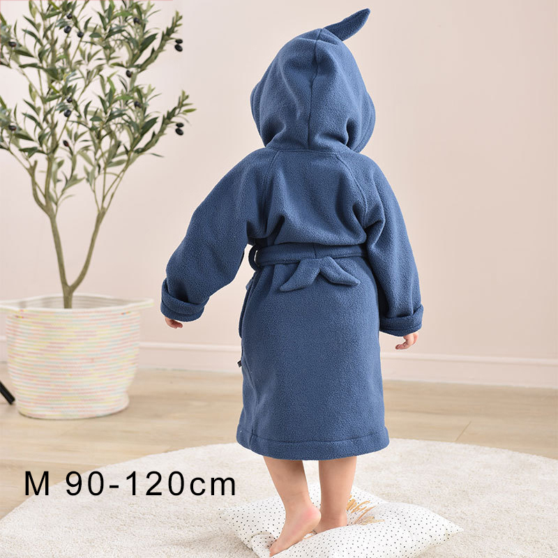 Bata de baño con capucha para niños y niñas, ropa de dormir de 90-140CM, pijamas con animales: Dark Blue M