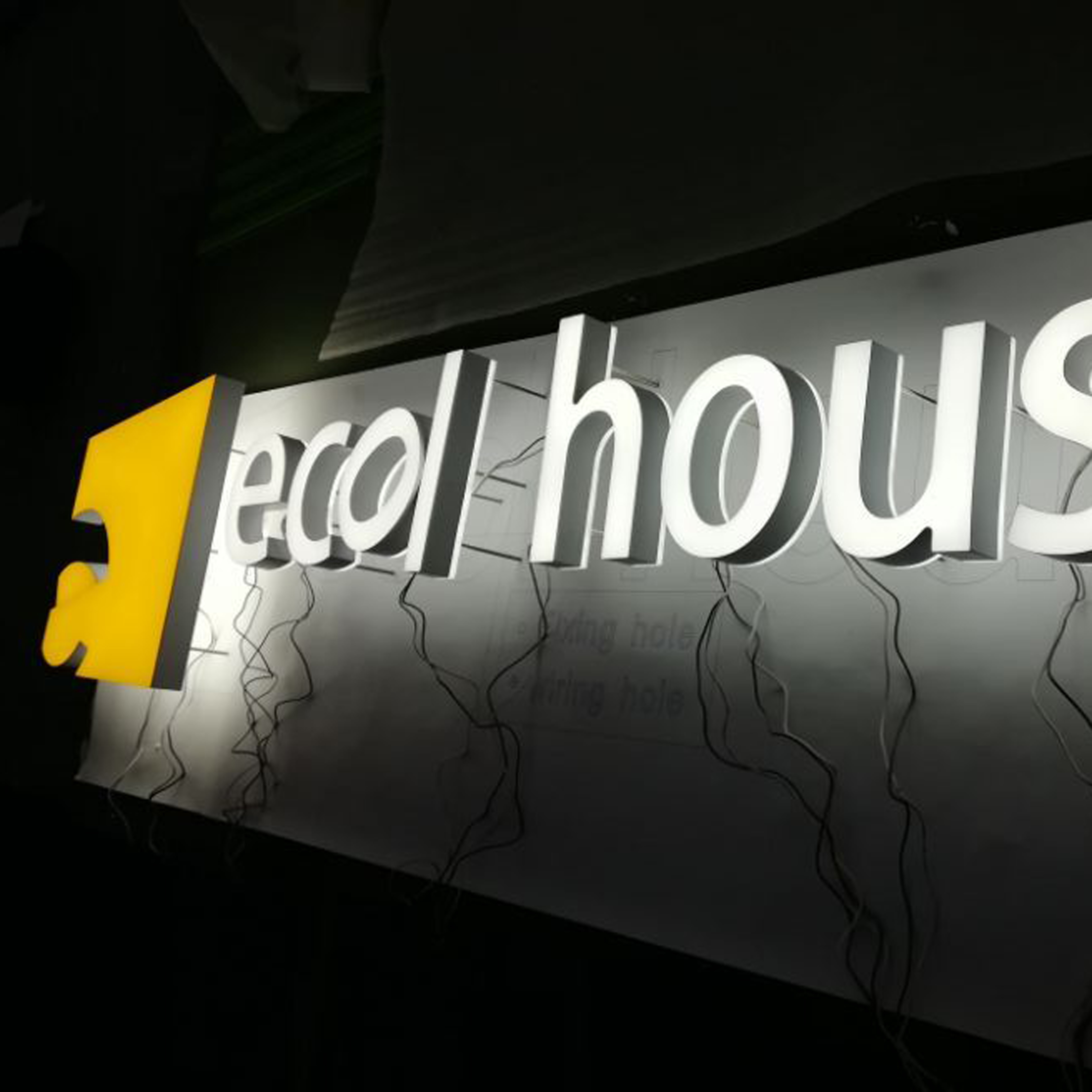 Wall mounted front and back lit acrylic signage waterproof face and halo lit light for party
