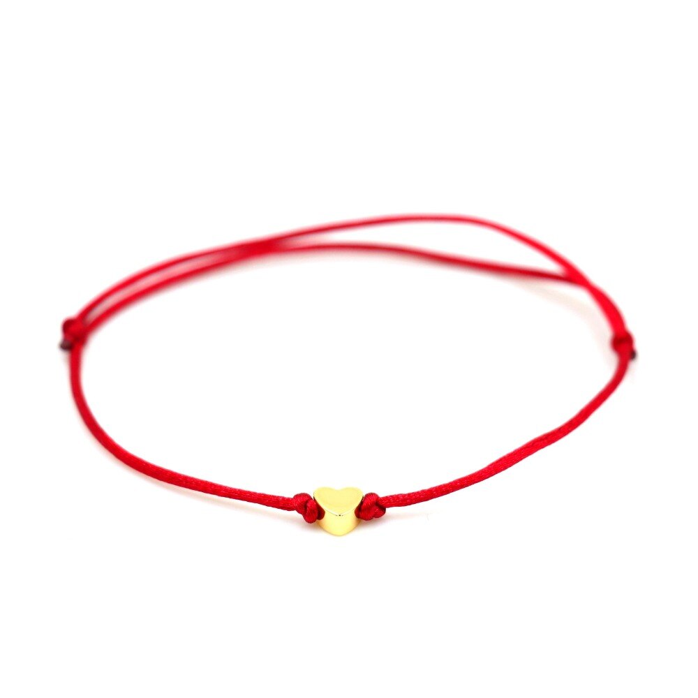 Coeur étoile couronne Simple fil rouge chaîne Bracelet pour femmes hommes bijoux faits à la main: Dark red heart