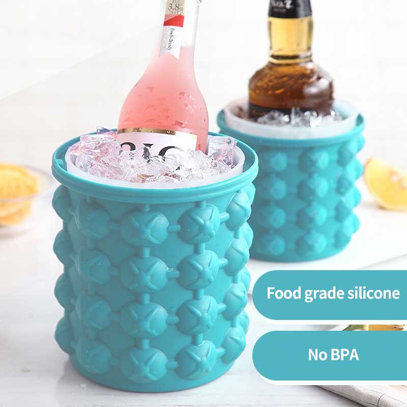 Outdoor Round Plastic Ice Bucket with Lid Silicone Ice Bucket Bar Double Champagne Wine Beer