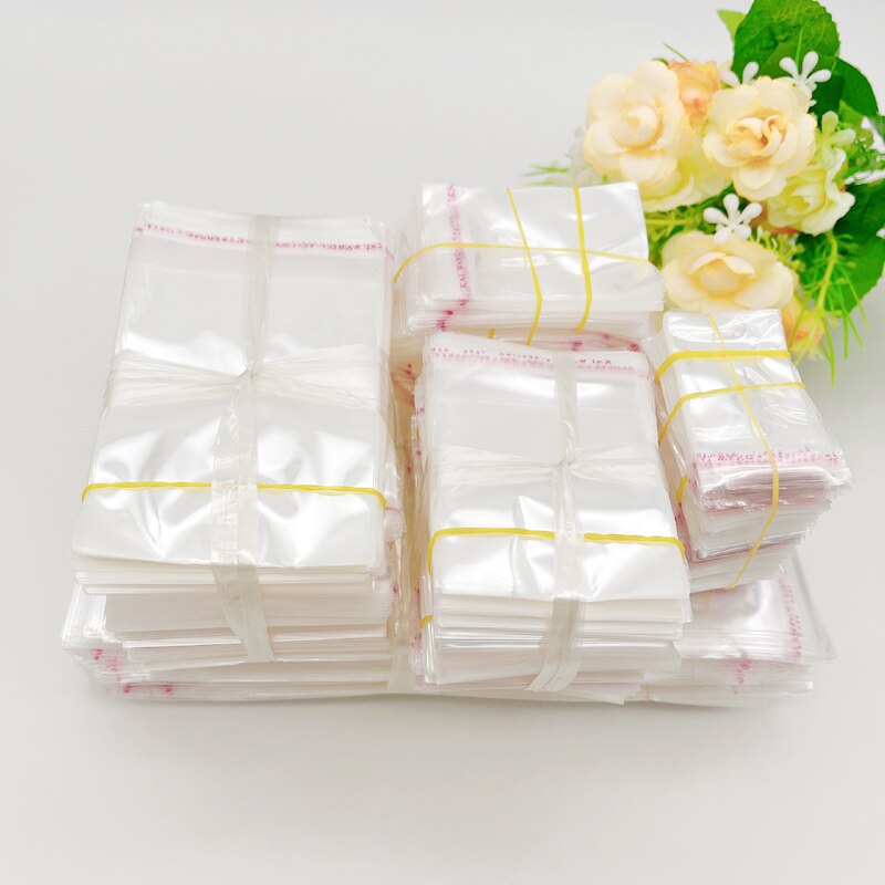 500Pcs Poly Plastic Bags Opp Tassen Zelfklevend Seal Opp Cellofaan Duidelijke Zak Kleine Pouches Voor Verpakking opbergtas