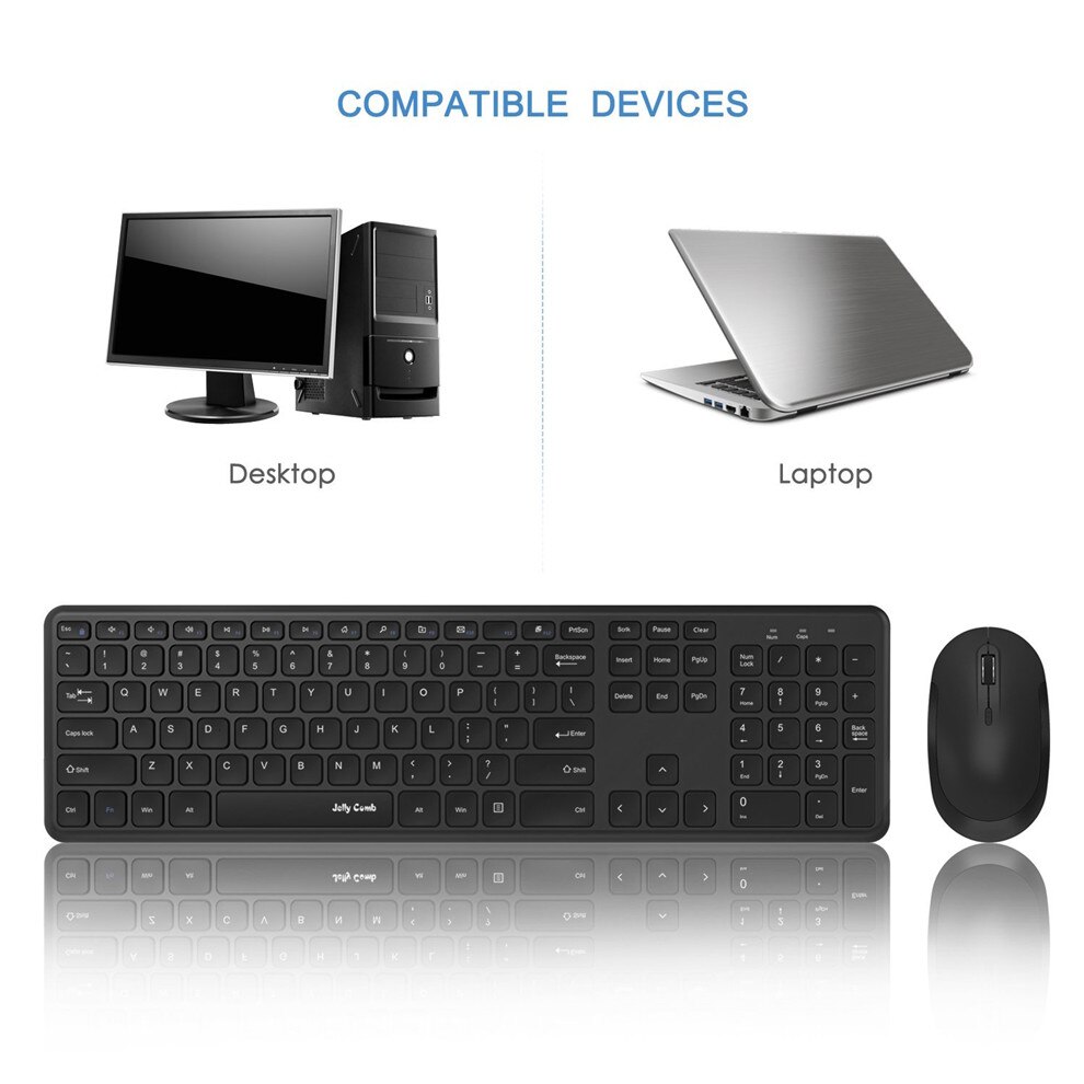 Jelly comb ultra slank 2.4 ghz usb tastatur og mus combo for pc laptop vindu  xp 7/8/9 ergonomisk tastatur og mus i full størrelse