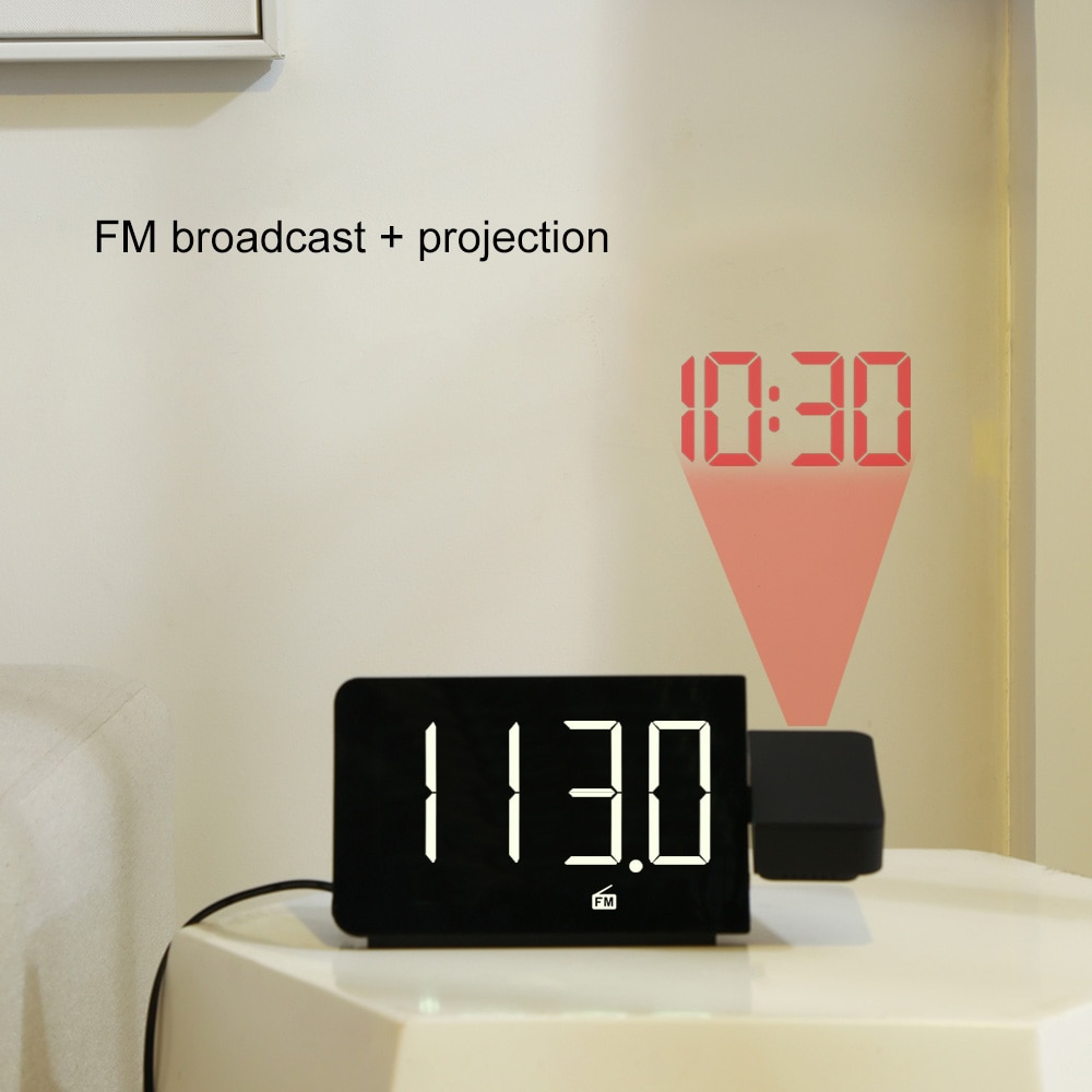 Réveil numérique, horloge de bureau électronique, USB, fonction de veille, Radio FM, projecteur de temps, moderne, LED