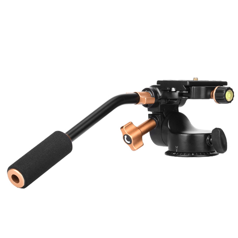 SOONPH 3-Way Fluid Head Video Statief Bal Koppen Q08S met Quick Release Plaat Rocker Arm voor DSLR Camera statief Monopod