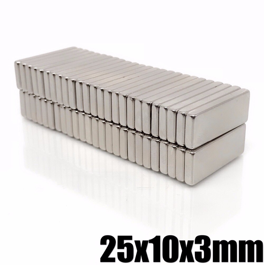 5/10/20/50/100Pcs 25*10*3 Zeer Sterke Neodymium Blok Magneten 25X10X3 N35 Grade Krachtige Magneet Permanente Magneet 25X10X3 Mm