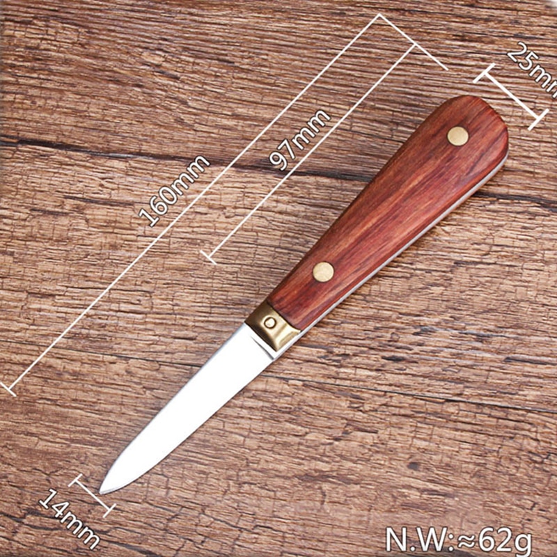 1 stuk oestermes roestvrij staal keukenmes zeevruchten gereedschap rauw schelpdiermes schelpdieren open gereedschap met houten handvat
