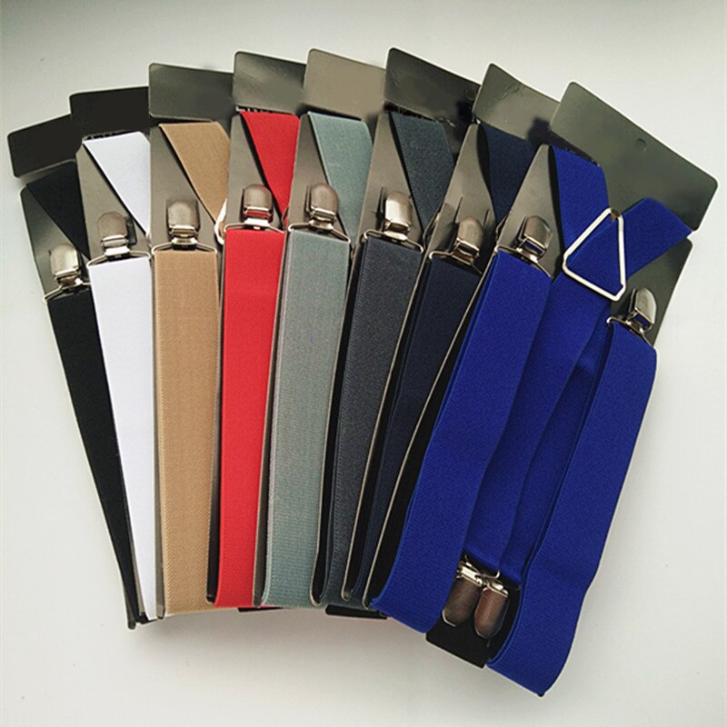 Vomint – bretelles unisexes de couleur unie pour hommes et femmes, grande taille XL, largeur 3.5, 4 Clips, bretelles réglables, élastiques