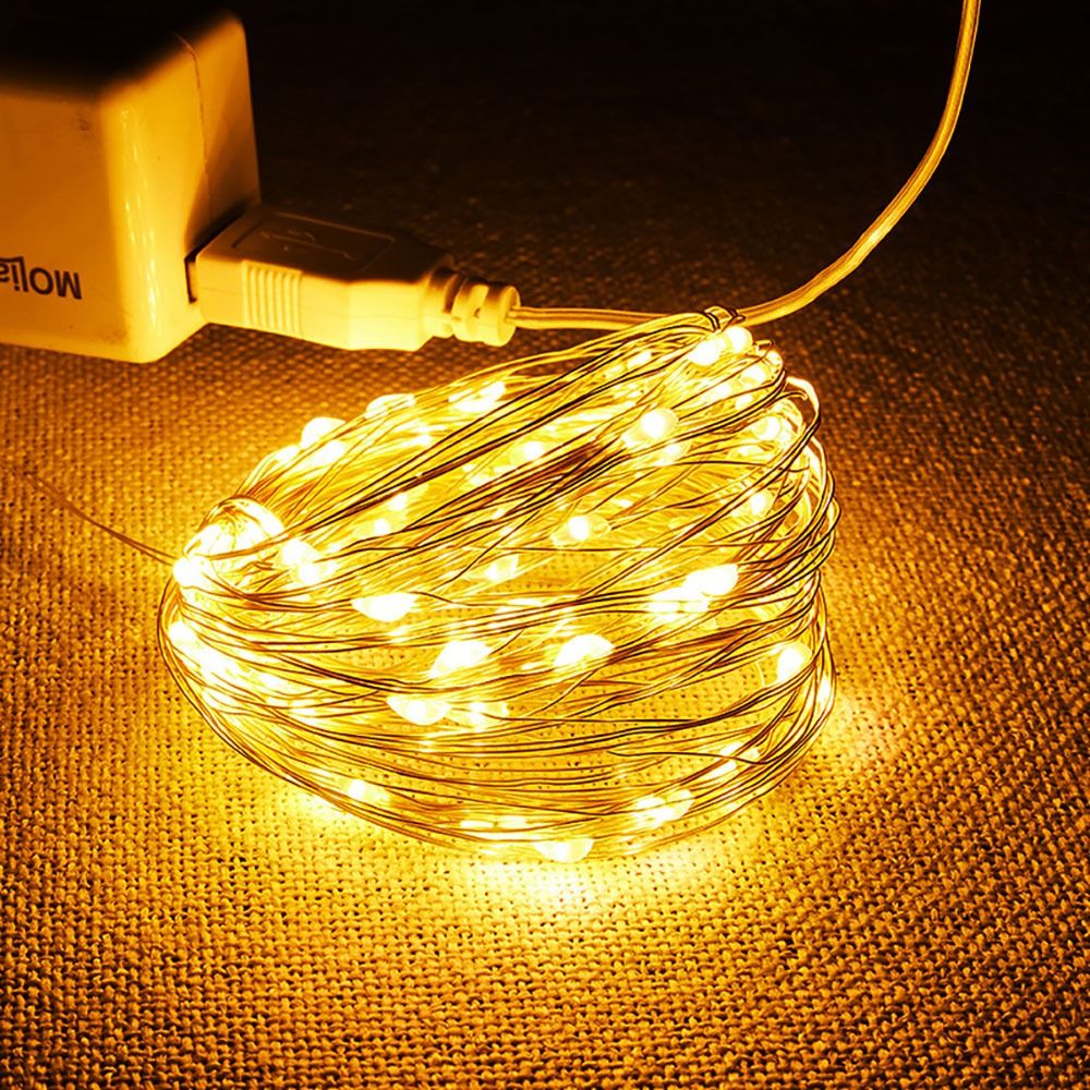 1/2/3/5M/0M USB LED String Lights Copper Silver Wire Garland Light Waterproof Fairy Light For Christmas Wedding Party Decoration