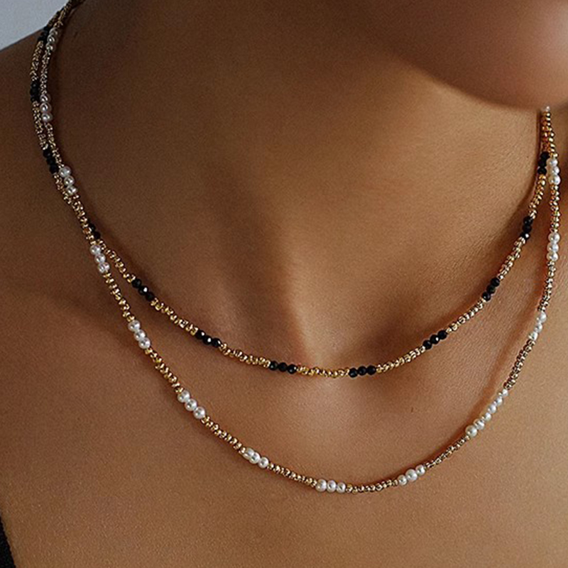 Cadena de cuentas de Color dorado hecha a mano bohemia, collares de , colgante de perlas, joyería para vacaciones en la playa para mujer, accesorios N0374