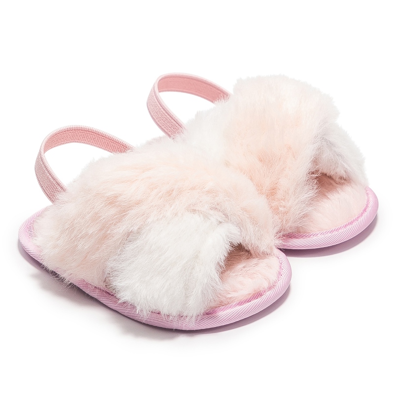 Baby Leopard Plush Sandals Faux Fur Slides for – Grandado