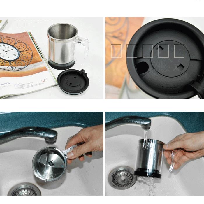 350ml Lazy Man Stainless steel Office self stirring Mug Mixing Tea Coffee