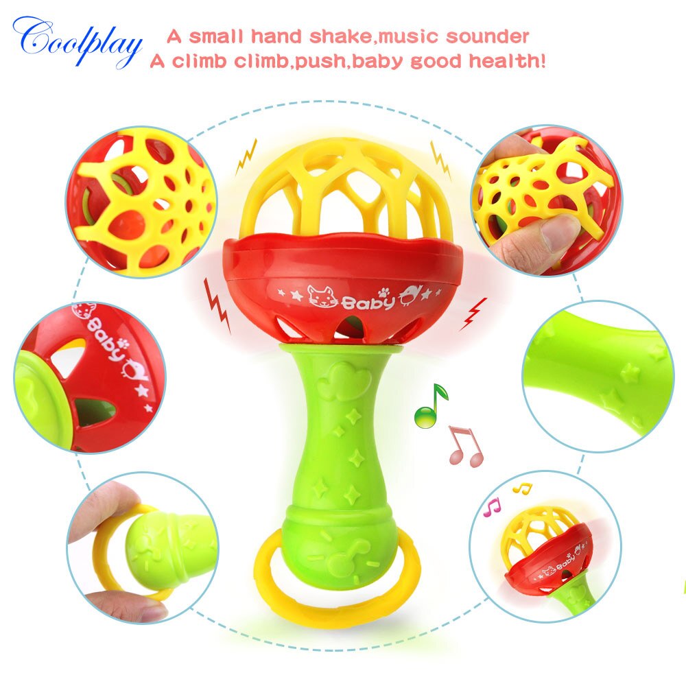1pc Rasseln Entwickeln Baby Intelligenz Greifen Zahnfleisch Kunststoff Hand Glocke Rassel Lustige Pädagogisches Handys Spielzeug Weihnachten Geburtstag