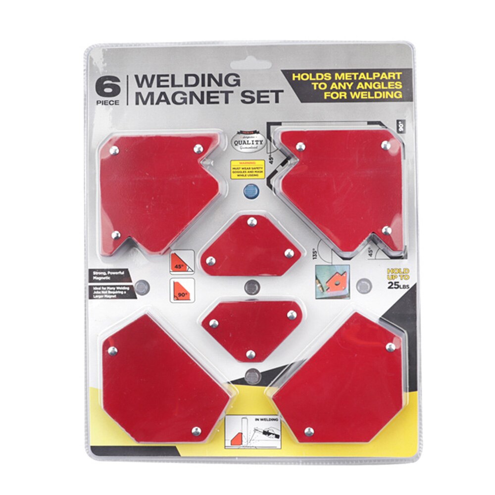 6Pcs Triangle Welding Magnets Welding Arrow 75lb/50lb/25lb Magnetic Fixed Angle Tool Tool 45/90/135 Degrees Welding Accessories