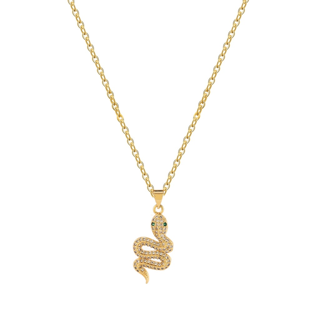 Rainbow CZ snake Gold Necklace For Women Zirconia snake Pendant Long adjustable Chain women's Necklace Charm Jewelry: snake14