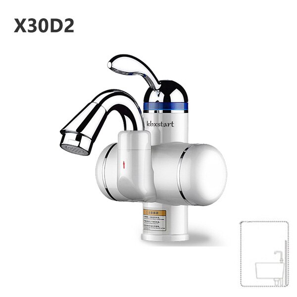 Electric Kitchen Water Heater Tap Instant Water Faucet Tankless Instantaneous Cold Water Heating Heater Under or Side Flow: X30D2 / UK Plug