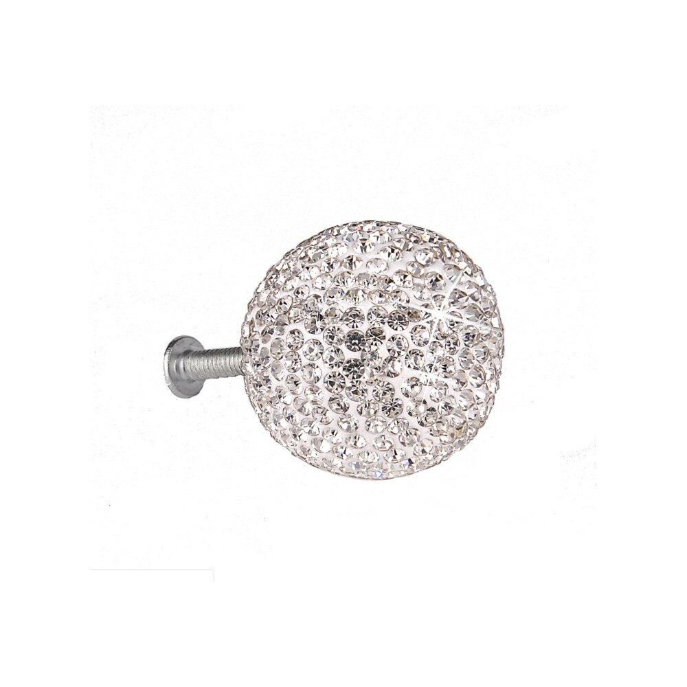 Manija de cajón de bola de cristal brillante, perilla de puerta de diamante con 5 uds. De tornillos de tuerca: White