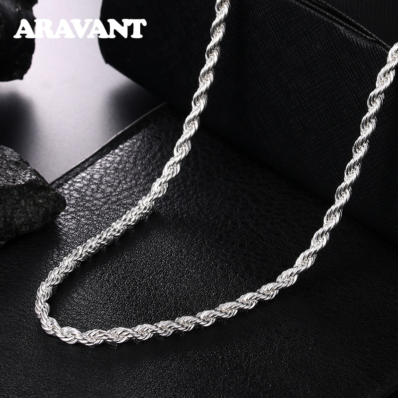 925 sølv 4mm twist slange kæde halskæde til mænd kvinder smykker tilbehør 16-30 inches