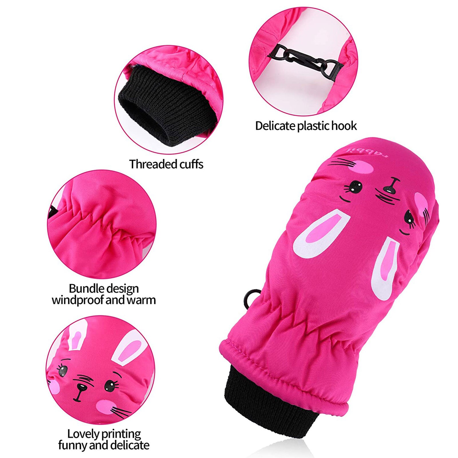 4 Paar Verschillende Kleur Mooie Konijn Handschoenen Voor Peuter Kids Baby Jongens Meisjes Ski Handschoenen Waterdichte Warme Sneeuw Wanten Перчатки