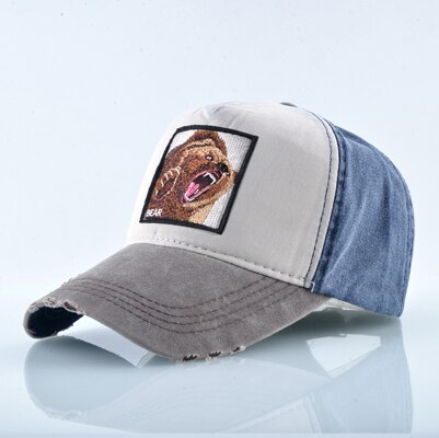 Unisex Baseball Cap Männer Frauen Tiere Stickerei Snapback Hut Frühling Sommer Baumwolle Gewaschen Denim Hip Hop Knochen Casquette: See blau
