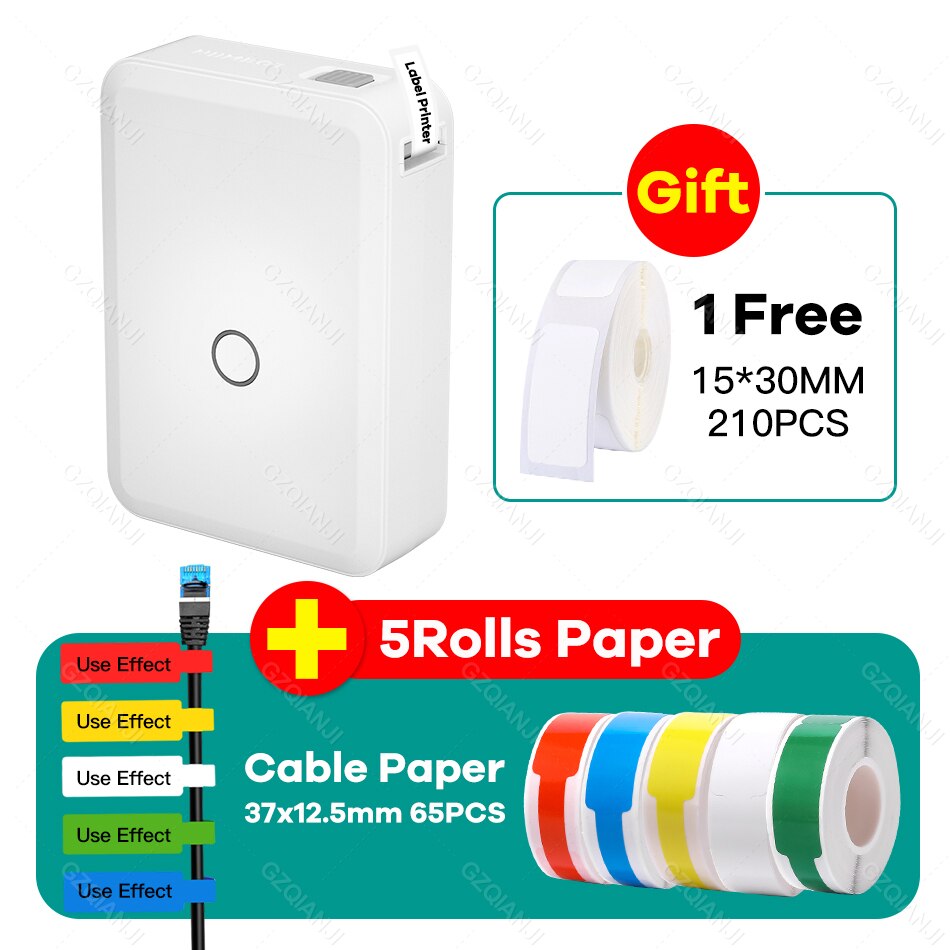 Niimbot D110 Paper Sticker Wireless Label Printer Pocket Handheld Printer Thermal Price Label Sticker Marker Home Office USE: Add 5 Cable