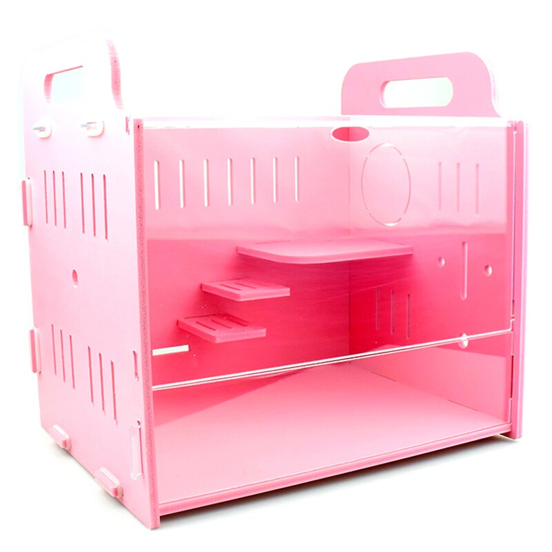 Hamster Cage Breathable Portable Hamster Habitat Pet Cage for Small Animals Hamster Cage Villa Supplies: Pink / S