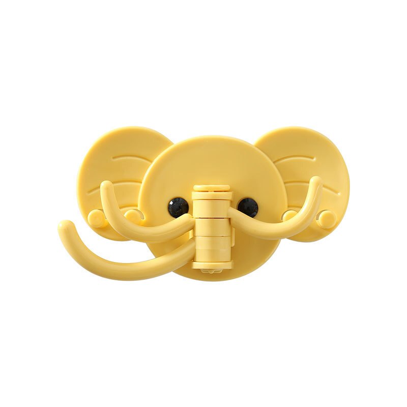 Self Adhesive Kitchen Wall Door Hook Key Holder Rack Towel Hanger Bathroom Rack Hooks Rotating Multi-Purpose Storage Hooks: 03yellow