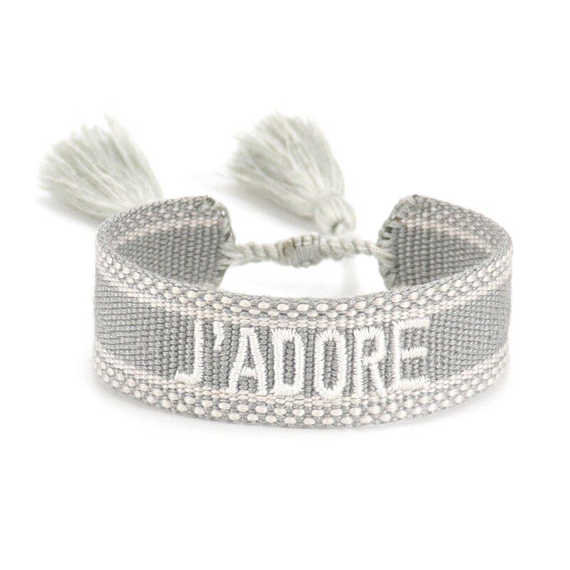 Bordado bordado borla pulseira manual da mulher corda ajustável tecido pulseira amizade nacional jóias presente atacado