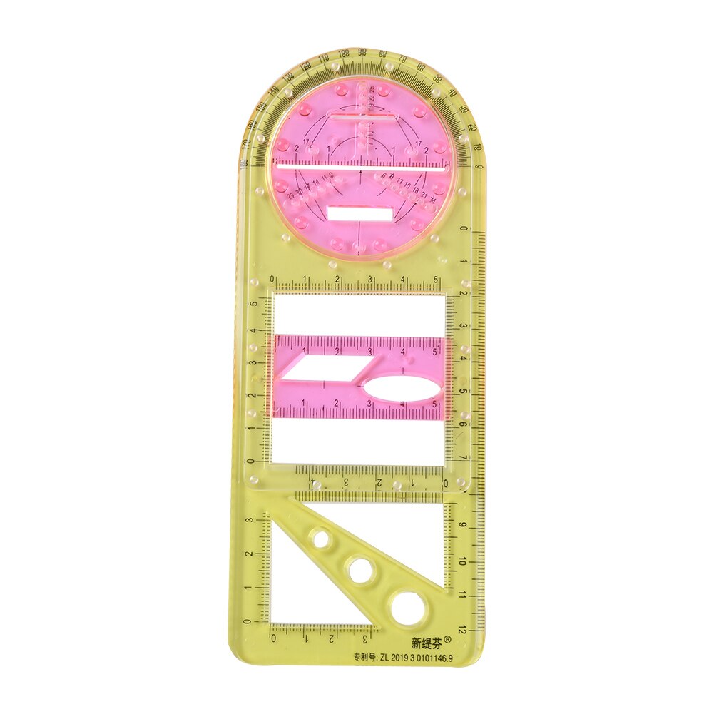 Geometric Ruler Students Rotatable Mathematical Ellipse Circle Drafting Tools Versatile Drafting Measuring Tool for School: StyleF