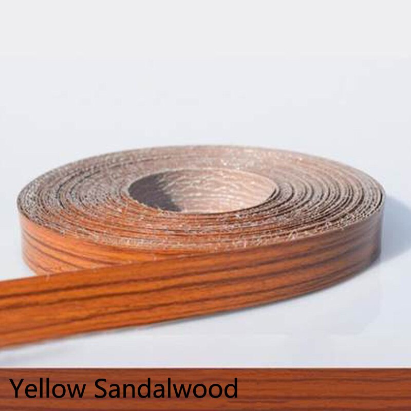 Borde de bandas de PVC decorativo de chapa de madera autoadhesivo de 10M y 2cm para muebles, armarios, mesas de oficina, bordes de superficie de madera: Yellow Sandalwood