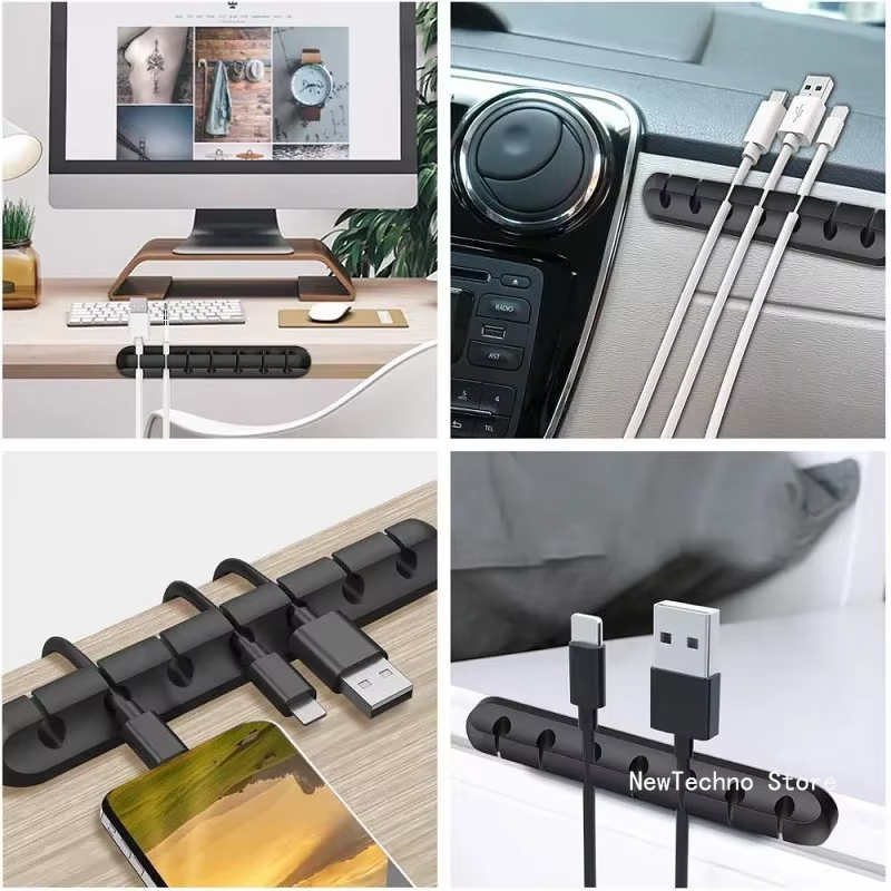 Cable Organizer Silicone USB Cable Winder Desktop Tidy Management Clips Cable Holder for Mouse Headphone Wire Organizer
