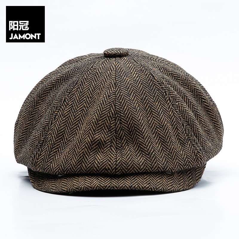 JAMONT Unisex Autumn Winter Newsboy Caps Men And Women Warm Tweed Octagonal Hat For Male Detective Hats Retro Flat Caps chapeau