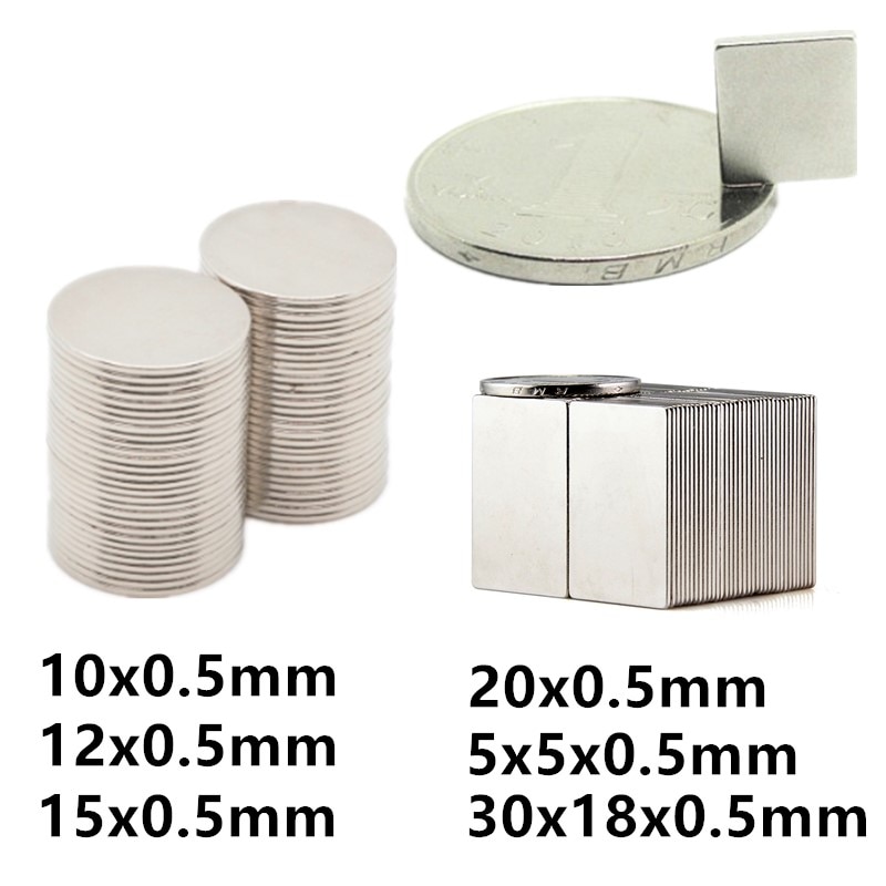 Dünne Magnet 0,5mm Magnet blatt 10x 0,5 12x 0,5 15x 0,5 20x 0,5 30x1 8x 0,5 5x 5x 0,5mm axial Magneten 10mm 12mm 20mm winzigen magneten