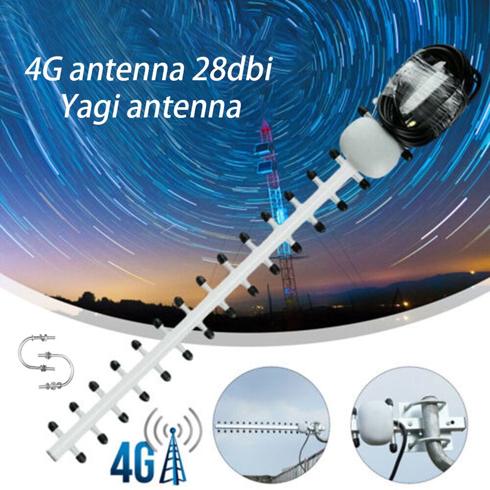 4G Booster Amplifier LTE 4G 28dbi Antenna SMA Male WIFI Signal Outdoor Directional Booster Yagi Antenna Modem RG58 1.5m