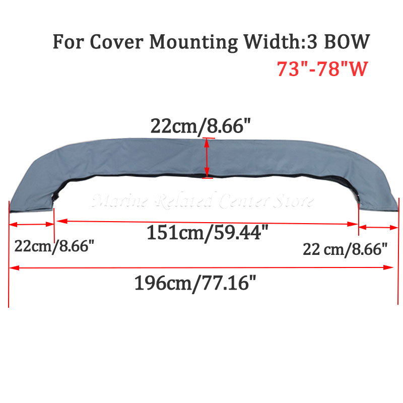 600D Bimini Top Boot Cover 3 Bow No Frame Waterproof Yacht Boat Cover with Zipper Anti UV Dustproof Cover Marine Accessories: SKY BLUE