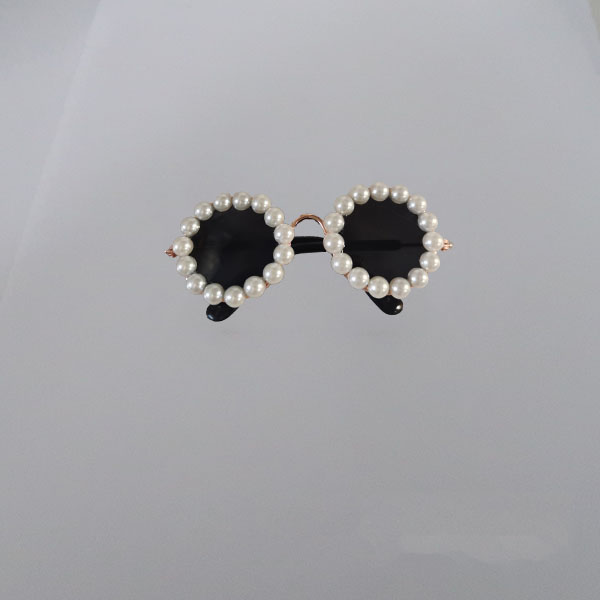 Luxe Bril Hond Parel Zonnebril Hoofdtooi Parel Zonnebril Eye Wear Bril Voor Kleine Hond Kat Foto's Rekwisieten Accessoires: WHITE
