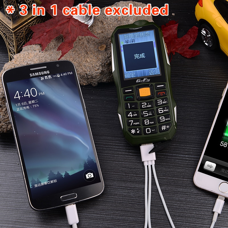 2G Gofly Rugged Outdoor Senior Mobile Phone Loud Sound Torch FM Long Standby Russian Key Power bank Bluetooth Speed Dial