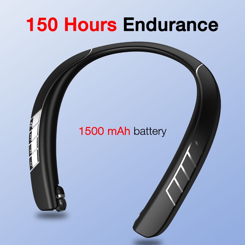 EARDECO 150 Hours Playback Bluetooth Earphone Wireless Headphones Bass Neckband Earphones Stereo Sport Retractable Headset Mic