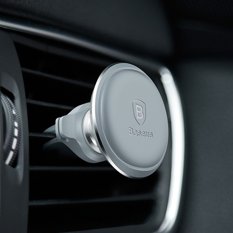 Baseus Magnetic Car Phone Holder 360 Rotation Air Vent Mount Mobile Phone Holder Stand with Cable Clip in car For iPhone X 8 7: Phone Holder Silver