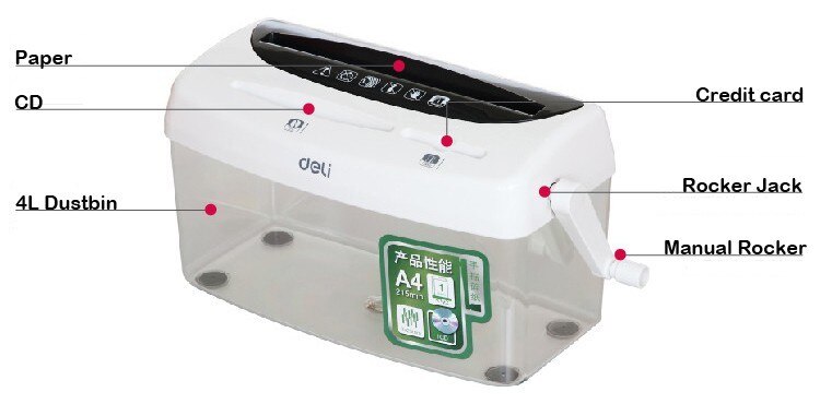 Mini 4L Desktop Manual A4 Shredder Compatible Cutting For Paper & Credit card & CD 1 Sheet/Shred