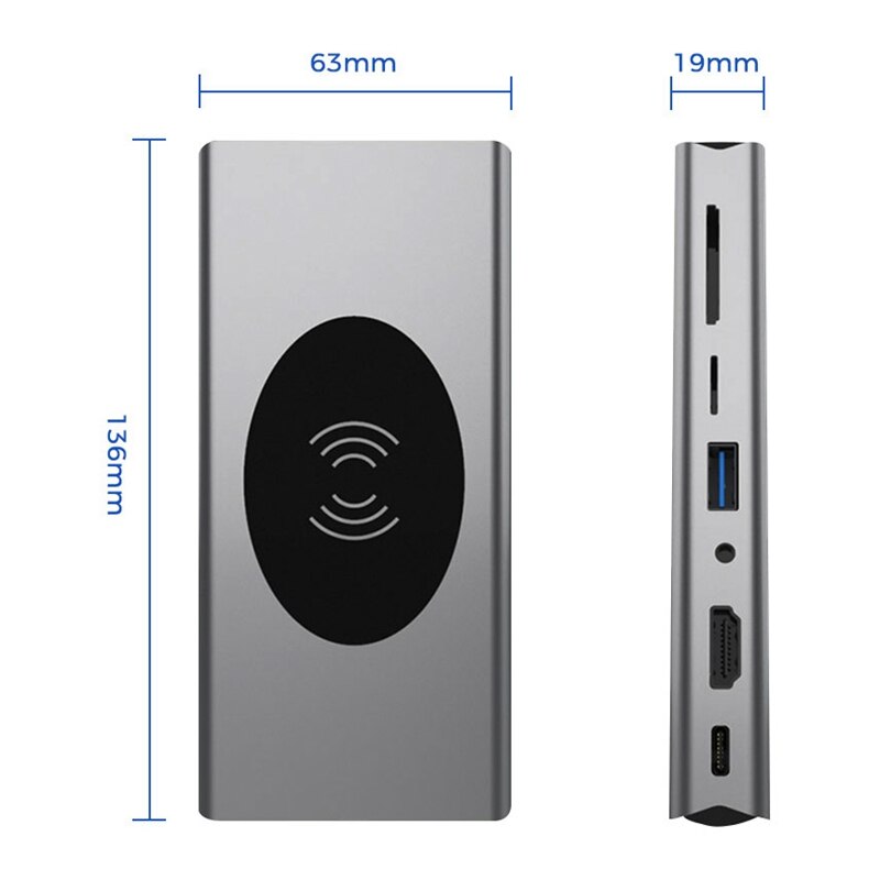 15-In-1 Usb C Hub Laptop Docking Station Type C Hub Draadloze Oplader Voor Laptop Power Levering met 1000M Rj45 Ethernet