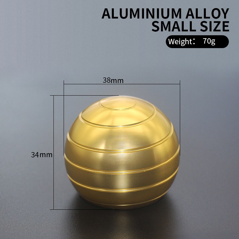 Llusion Vloeiende Bureau Bal Decompressie Speelgoed Aluminium Top Metalen Spinning Toy Kids Kinetische Anti Stress Roterende Gif: Gold color