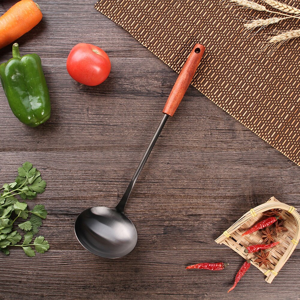 Långhandtag soppslev sked turner vägghängande bärbar rostfritt stål non-stick handtag turner/slev köksredskap