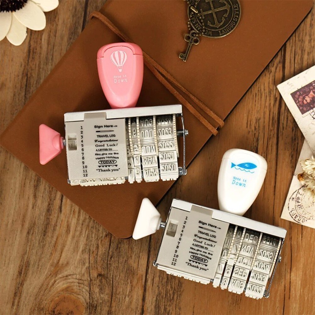 Mini DIY Date Diary Roller Stamps Spin Button Seal -2039 Year For Scrapbooking Planner Schedule Date Seals