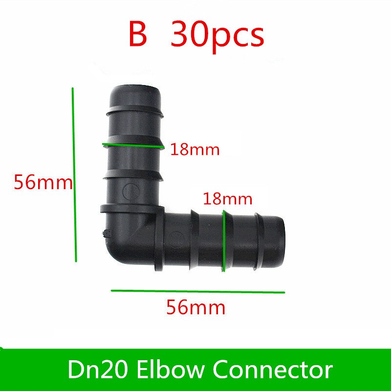 Elbow Connector Insert Barb Coupler 90° Elbow Poly Hose Barbed Fittings Greenhouse Micro Drip Irrigation Fittings: B   30pcs