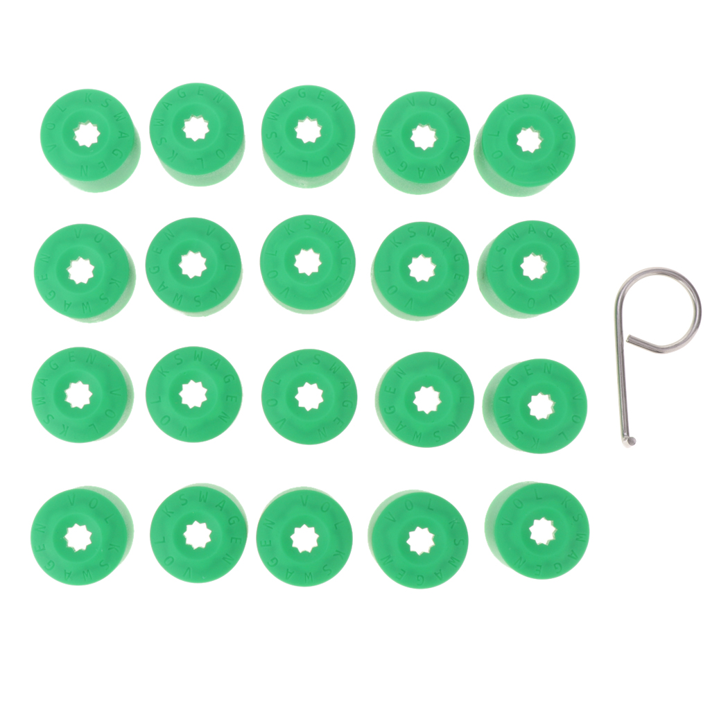 20 Green Plastic Wheel Lug Nut Caps - Replaces For VW Golf Bora Magotan